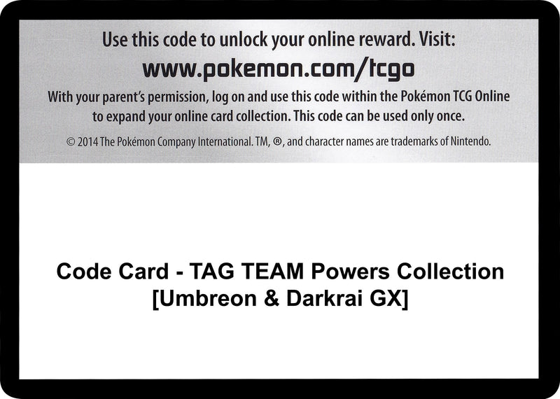 Image for Code Card - TAG TEAM Powers Collection [Umbreon & Darkrai GX] (Miscellaneous Cards & Products) (MCAP) - Pokemon