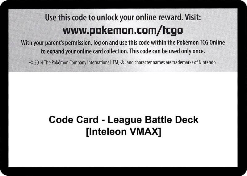 Image for Code Card - League Battle Deck [Inteleon VMAX] (Miscellaneous Cards & Products) (MCAP) - Pokemon
