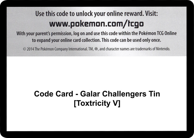 Image for Code Card - Galar Challengers Tin [Toxtricity V] (Miscellaneous Cards & Products) (MCAP) - Pokemon