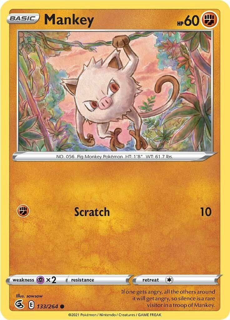 Image for Mankey (133/264) (SWSH08: Fusion Strike) - Pokemon