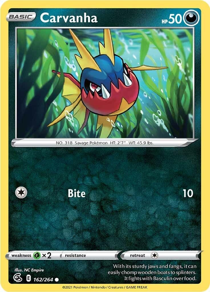 Image for Carvanha (162/264) (SWSH08: Fusion Strike) - Pokemon