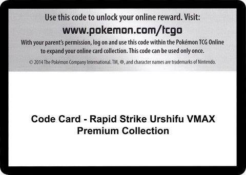 Image for Code Card - Rapid Strike Urshifu VMAX Premium Collection (SWSH08: Fusion Strike) - Pokemon