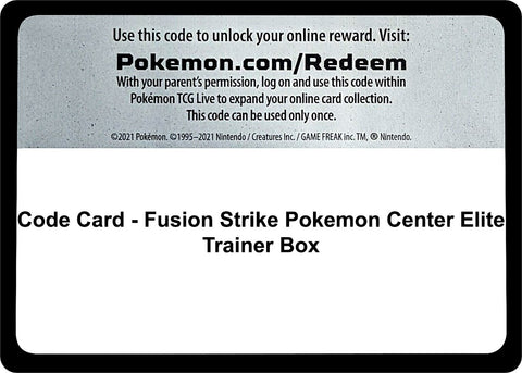 Image for Code Card - Fusion Strike Pokemon Center Elite Trainer Box (SWSH08: Fusion Strike) - Pokemon
