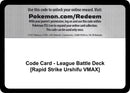 Image for Code Card - League Battle Deck [Rapid Strike Urshifu VMAX] (Miscellaneous Cards & Products) (MCAP) - Pokemon