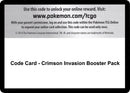 Image for Code Card - Crimson Invasion Booster Pack (SM - Crimson Invasion) (SM04) - Pokemon
