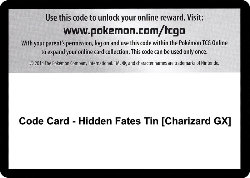 Image for Code Card - Hidden Fates Tin [Charizard GX] (Hidden Fates) (HIF) - Pokemon