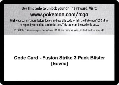 Image for Code Card - Fusion Strike 3 Pack Blister [Eevee] (SWSH08: Fusion Strike) - Pokemon