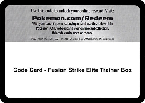 Image for Code Card - Fusion Strike Elite Trainer Box (SWSH08: Fusion Strike) - Pokemon