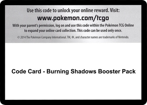Image for Code Card - Burning Shadows Booster Pack (SM - Burning Shadows) - Pokemon