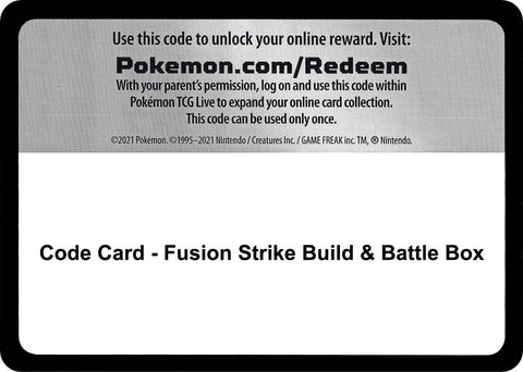 Image for Code Card - Fusion Strike Build & Battle Box (SWSH08: Fusion Strike) - Pokemon