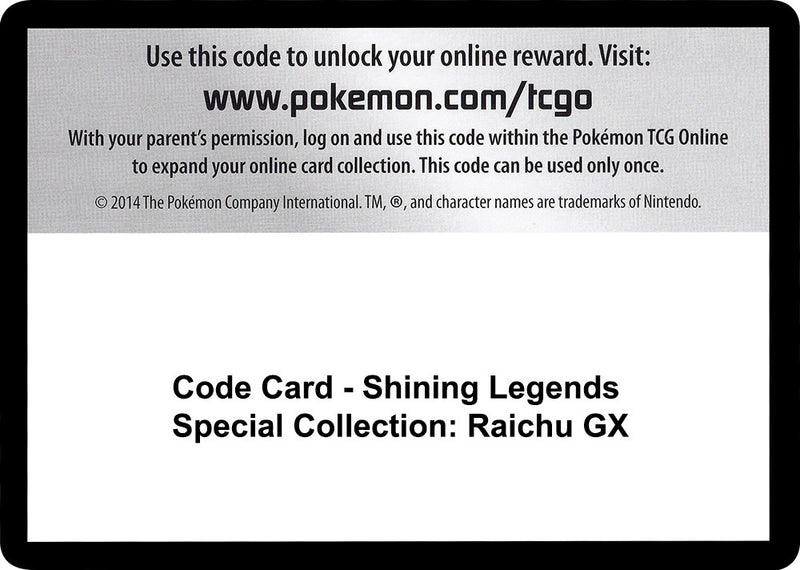 Image for Code Card - Shining Legends Special Collection: Raichu GX (Shining Legends) (SHL) - Pokemon