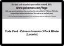 Image for Code Card - Crimson Invasion 3 Pack Blister [Lucario] (SM - Crimson Invasion) (SM04) - Pokemon