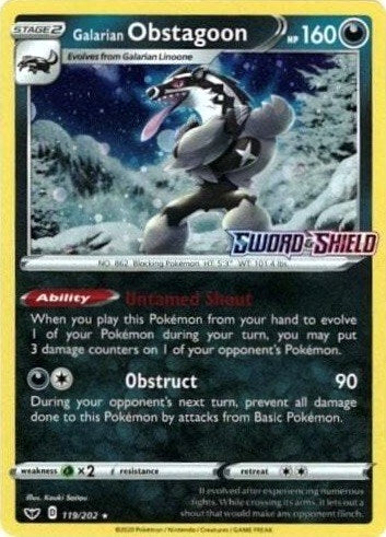 Image for Galarian Obstagoon - 119/202 (Cosmos Holo) (119/202) (Miscellaneous Cards & Products) (MCAP) - Pokemon
