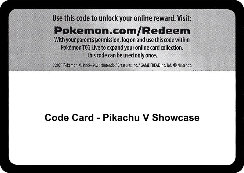 Image for Code Card - Pikachu V Showcase (Miscellaneous Cards & Products) (MCAP) - Pokemon