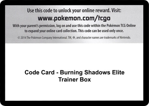 Image for Code Card - Burning Shadows Elite Trainer Box (SM - Burning Shadows) - Pokemon