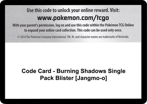 Image for Code Card - Burning Shadows Single Pack Blister [Jangmo-o] (SM - Burning Shadows) - Pokemon