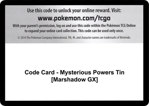 Image for Code Card - Mysterious Powers Tin [Marshadow GX] (SM - Burning Shadows) - Pokemon