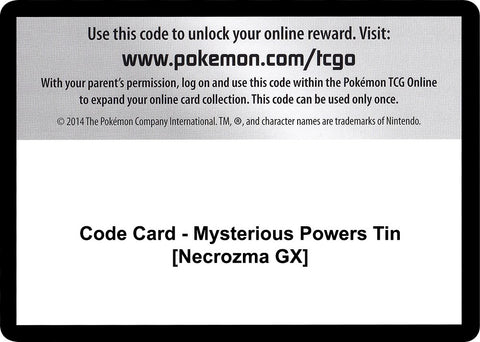 Image for Code Card - Mysterious Powers Tin [Necrozma GX] (SM - Burning Shadows) - Pokemon