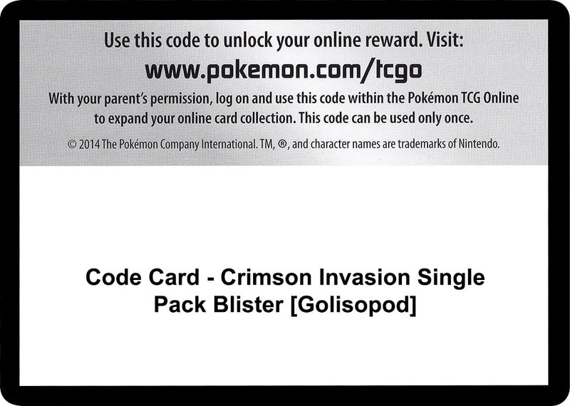 Image for Code Card - Crimson Invasion Single Pack Blister [Golisopod] (SM - Crimson Invasion) (SM04) - Pokemon