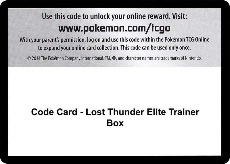 Image for Code Card - Lost Thunder Elite Trainer Box (SM - Lost Thunder) (SM8) - Pokemon