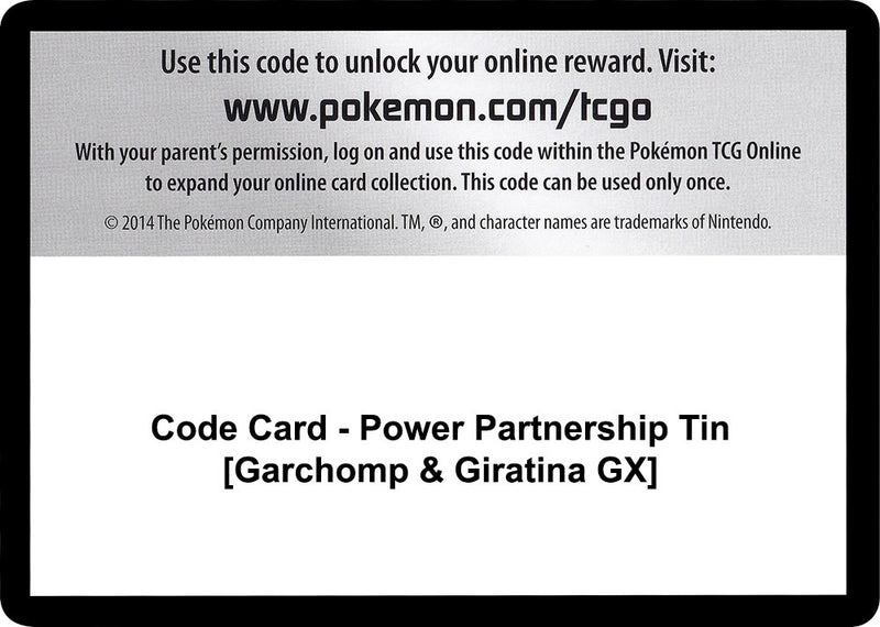 Image for Code Card - Power Partnership Tin [Garchomp & Giratina GX] (SM - Unified Minds) (SM11) - Pokemon