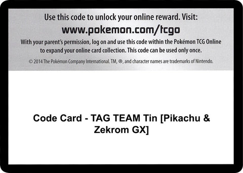 Image for Code Card - TAG TEAM Tin [Pikachu & Zekrom GX] (SM - Team Up) (SM9) - Pokemon