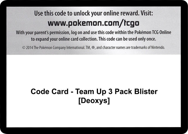 Image for Code Card - Team Up 3 Pack Blister [Deoxys] (SM - Team Up) (SM9) - Pokemon