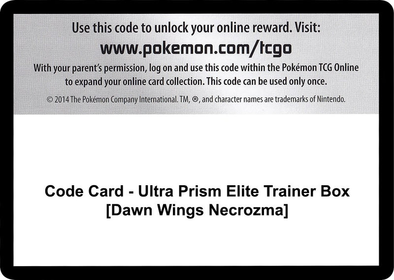 Image for Code Card - Ultra Prism Elite Trainer Box [Dawn Wings Necrozma] (SM - Ultra Prism) (SM05) - Pokemon
