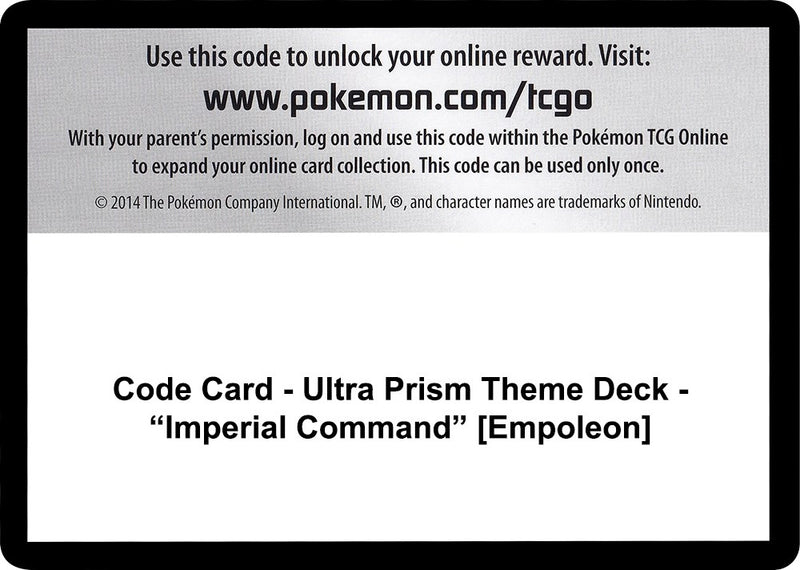 Image for Code Card - Ultra Prism Theme Deck - "Imperial Command" [Empoleon] (SM - Ultra Prism) (SM05) - Pokemon