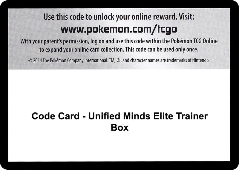 Image for Code Card - Unified Minds Elite Trainer Box (SM - Unified Minds) (SM11) - Pokemon