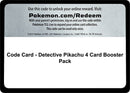Image for Code Card - Detective Pikachu 4 Card Booster Pack - Pokemon