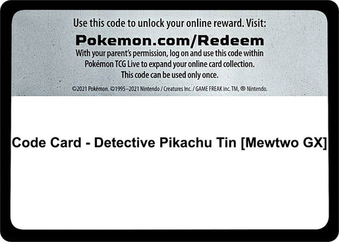 Image for Code Card - Detective Pikachu Tin [Mewtwo GX] - Pokemon