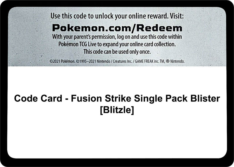 Image for Code Card - Fusion Strike Single Pack Blister [Blitzle] (SWSH08: Fusion Strike) - Pokemon