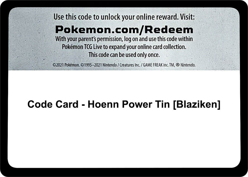 Image for Code Card - Hoenn Power Tin [Blaziken] (Miscellaneous Cards & Products) (MCAP) - Pokemon