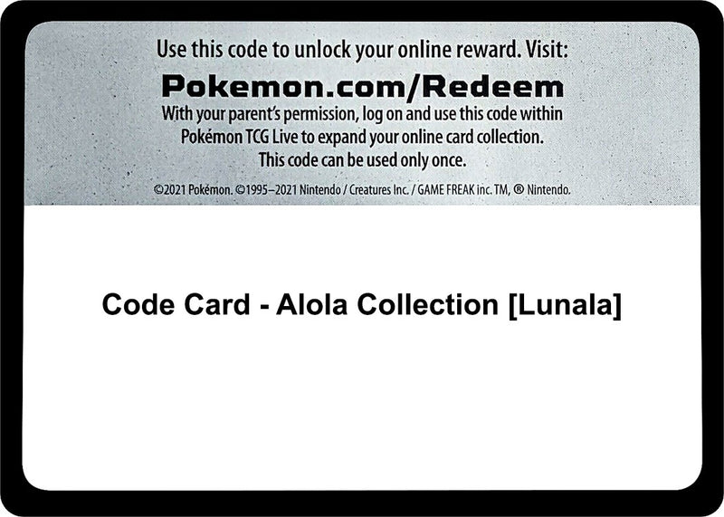 Image for Code Card - Alola Collection [Lunala] (Miscellaneous Cards & Products) (MCAP) - Pokemon