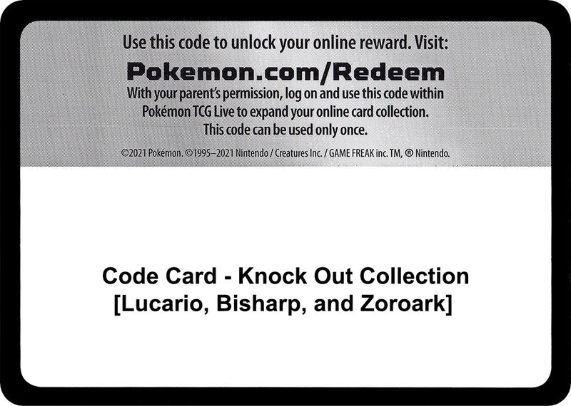 Image for Code Card - Knock Out Collection [Lucario, Bisharp, and Zoroark] (Miscellaneous Cards & Products) (MCAP) - Pokemon