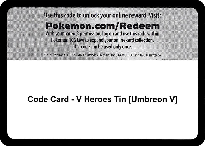 Image for Code Card - V Heroes Tin [Umbreon V] (Miscellaneous Cards & Products) (MCAP) - Pokemon