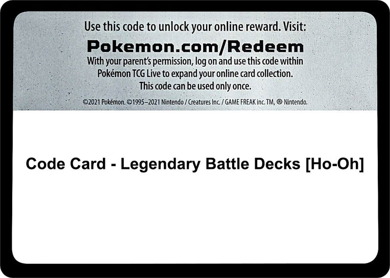 Image for Code Card - Legendary Battle Decks [Ho-Oh] (SM - Guardians Rising) (SM02) - Pokemon