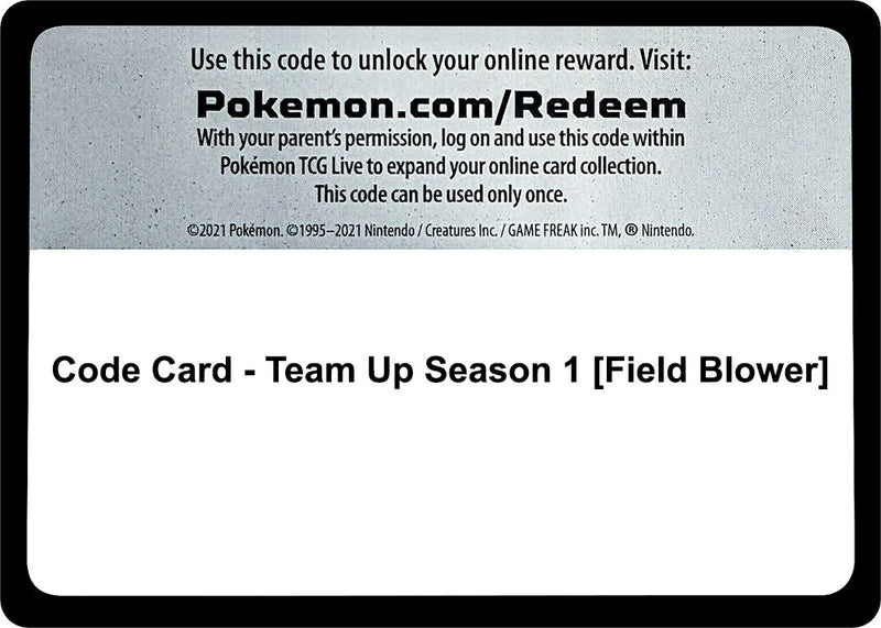 Image for Code Card - Team Up Season 1 [Field Blower] (SM - Team Up) (SM9) - Pokemon