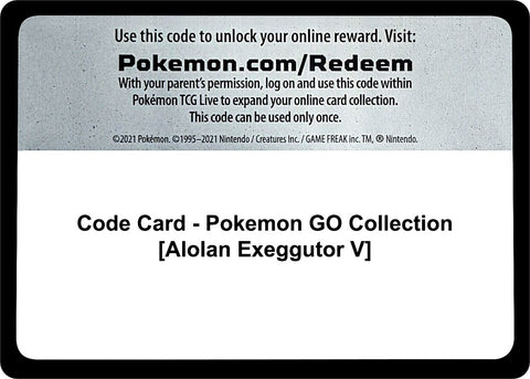 Image for Code Card - Pokemon GO Collection [Alolan Exeggutor V] (Pokemon GO) - Pokemon