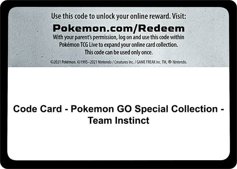 Image for Code Card - Pokemon GO Special Collection - Team Instinct (Pokemon GO) - Pokemon