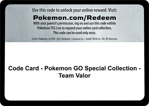 Image for Code Card - Pokemon GO Special Collection - Team Valor (Pokemon GO) - Pokemon