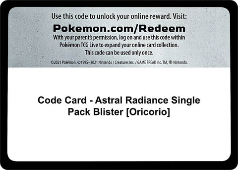 Image for Code Card - SWSH10: Astral Radiance Single Pack Blister [Oricorio] (SWSH10: Astral Radiance) - Pokemon