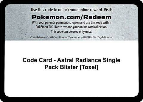 Image for Code Card - Astral Radiance Single Pack Blister [Toxel] (SWSH10: Astral Radiance) - Pokemon