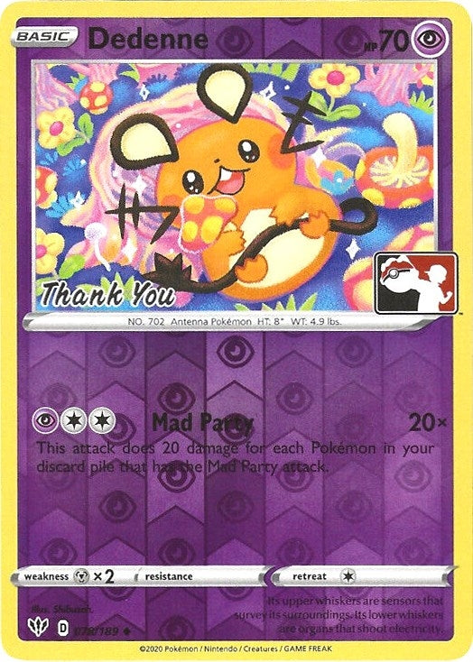 Image for Dedenne - 78/189 (Pokemon League) [Thank You] (078/189) (League & Championship Cards) (PR) - Pokemon
