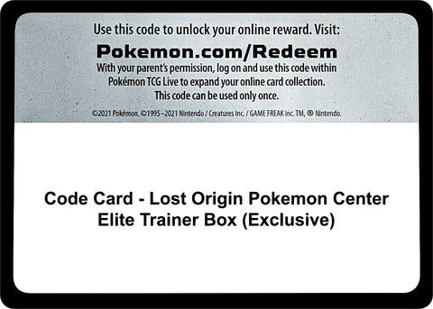Image for Code Card - Lost Origin Pokemon Center Elite Trainer Box (Exclusive) (SWSH11: Lost Origin) - Pokemon