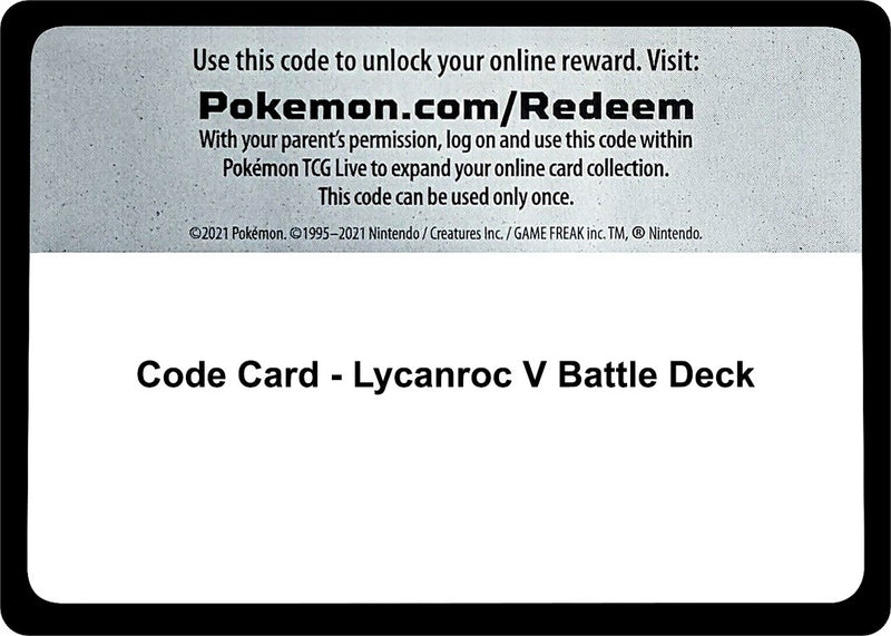 Image for Code Card - Lycanroc V Battle Deck (Miscellaneous Cards & Products) (MCAP) - Pokemon