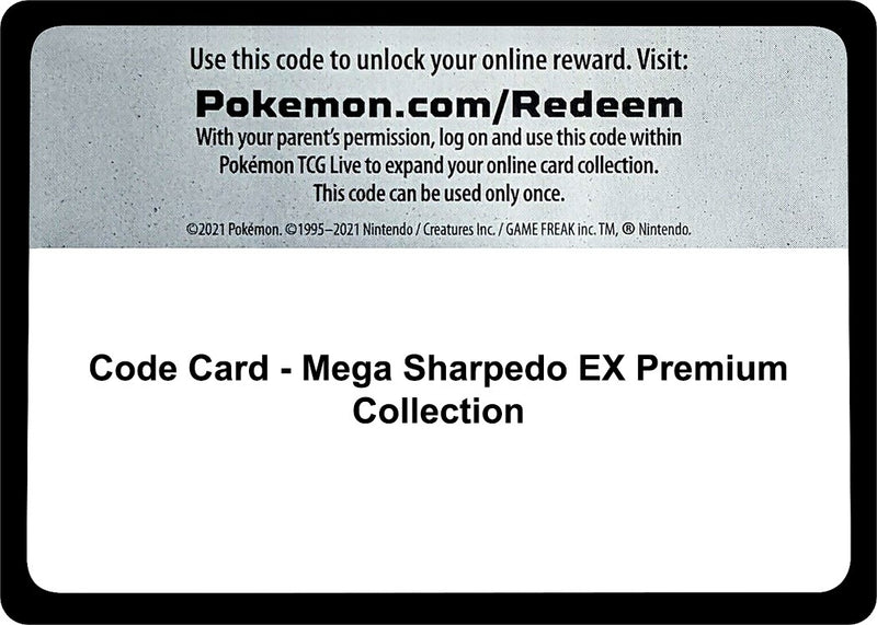 Image for Code Card - Mega Sharpedo EX Premium Collection (SM Base Set) (SM01) - Pokemon