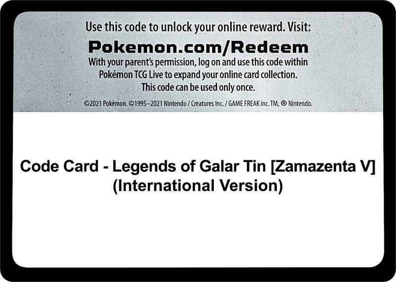 Image for Code Card - Legends of Galar Tin [Zamazenta V] (International Version) (SWSH02: Rebel Clash) (SWSH02) - Pokemon