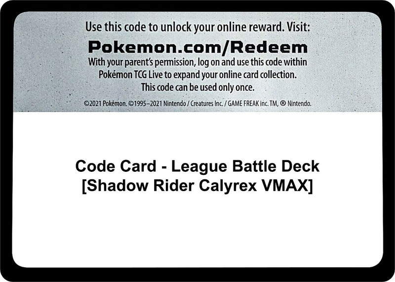 Image for Code Card - League Battle Deck [Shadow Rider Calyrex VMAX] (Miscellaneous Cards & Products) (MCAP) - Pokemon